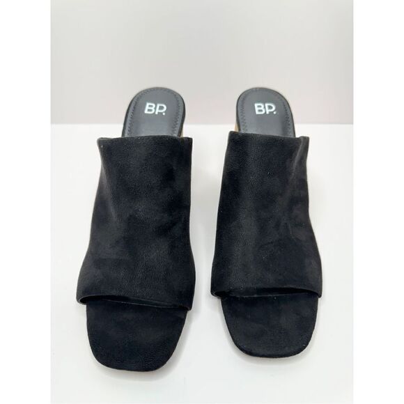 BP Mules Womens Size 8.5 Black Slip On Open Toe Block Heel Fabric Upper - Picture 4 of 7